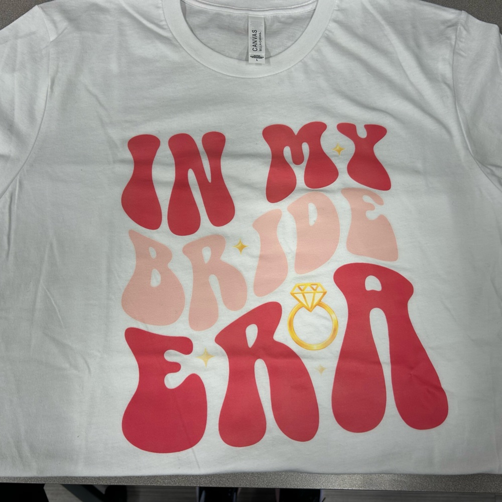 Bella Canvas White Short Sleeve Tee with Red and Pink Graphic